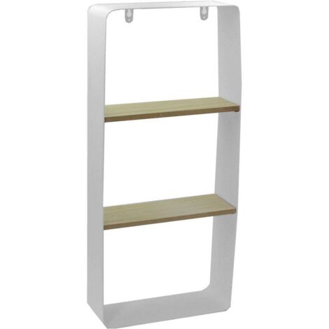Estantería metal blanco y madera 2 estantes cm25,5x10h57