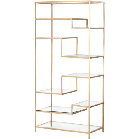 Estanteria Metal Dorada Baldas Cristal 82X42X173Cm