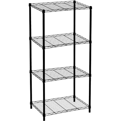 Estantería Metálica con Rejilla CATTERHOUSE Klaus 120 - 56x35x120 cm Estantería de Almacenaje Color Negro con 4 Baldas Soporta hasta 140 kg