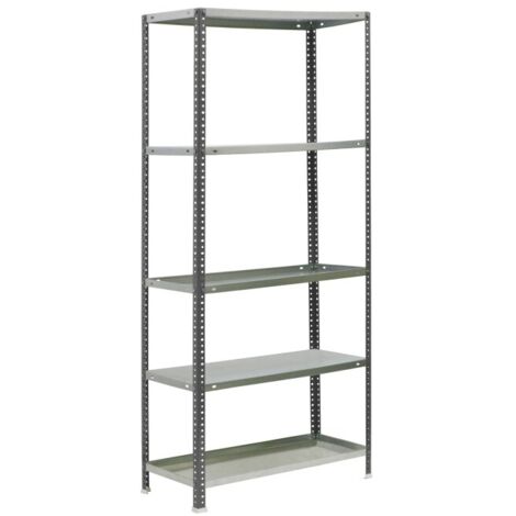 Estantería metálica con tornillos SIMON GARDEN de 5 estantes (180x90x30cm) GRIS Y GALVANIZADO