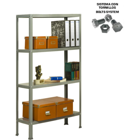 Estantería metálica con tornillos SIMON HOME de 4 estantes (160x80x30cm) GRIS