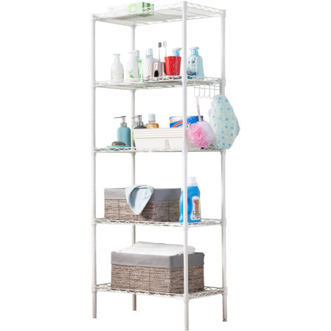 Estantería metálica de cuatro niveles para cocina, color blanco