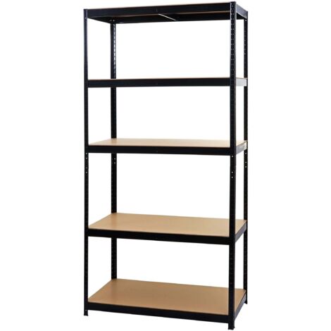 Estantería metálica negra con balda reforzada 875 kg 5 niveles 200x100x60 cm 040008689