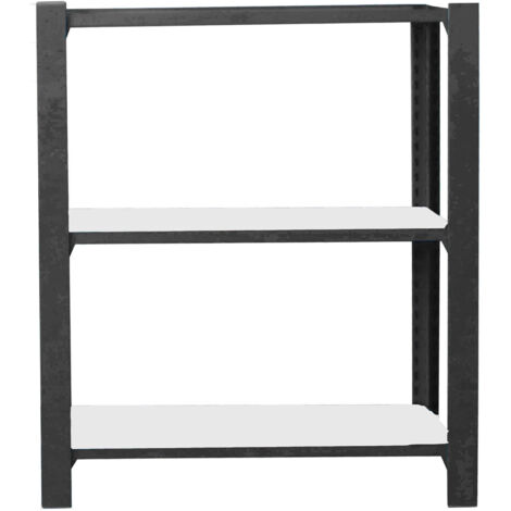 Estantería metálica sin tornillos OFFICLICK de 3 estantes (100x90x30cm) ANTRACITA Y BLANCO