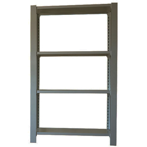 Estantería metálica sin tornillos OFFICLICK de 4 estantes (150x90x30cm) GRIS