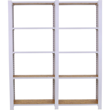 Estantería metálica sin tornillos OFFICLICK de 5 estantes (210x160x30cm) BLANCO Y OSB