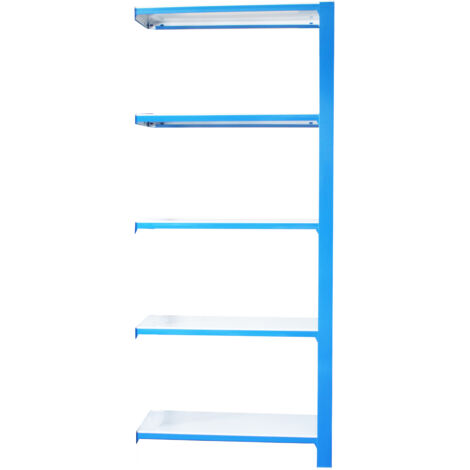 Estantería metálica sin tornillos OFFICLICK de 5 estantes (210x90x30cm) AZUL Y BLANCO