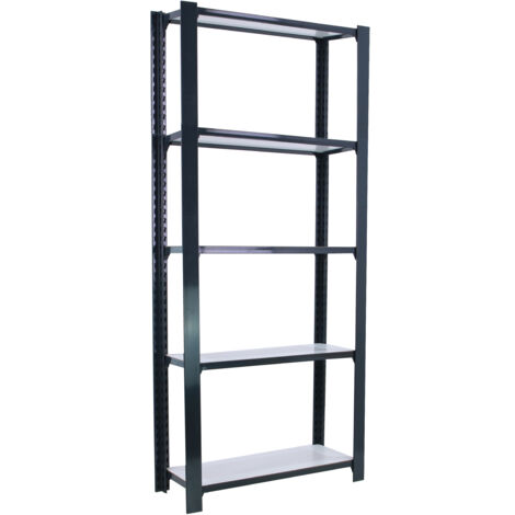 Estantería metálica sin tornillos OFFICLICK de 5 estantes (210x90x40cm) ANTRACITA Y BLANCO
