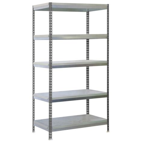 Estantería metálica sin tornillos SIMON GARDEN de 5 estantes (200x100x60cm) GRIS Y GALVANIZADO