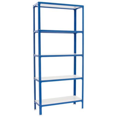 Estantería metálica sin tornillos SIMON HOME de 5 estantes (180x100x30cm) AZUL Y BLANCO