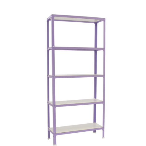 Estantería metálica sin tornillos SIMON HOME de 5 estantes (180x80x30cm) VIOLETA Y BLANCO