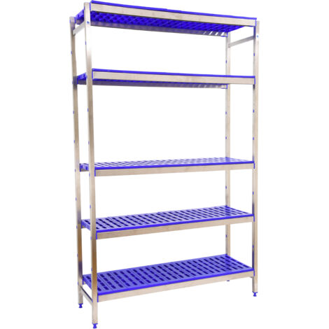 Estantería metálica sin tornillos SIMONINOX de 5 estantes (200x166x50cm) INOX Y AZUL
