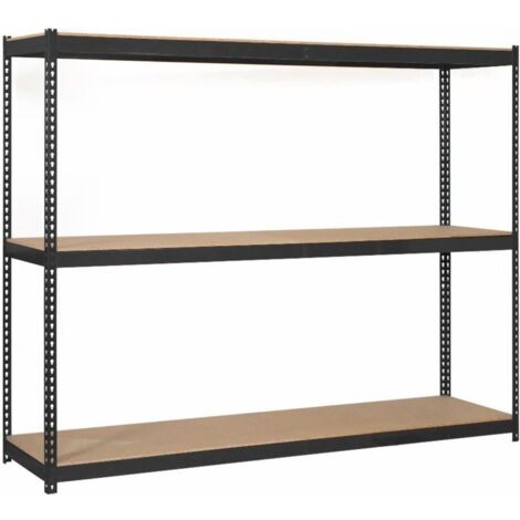 Estantería metálica sin tornillos SIMONRACK de 3 estantes (200x180x60cm) ANTRACITA Y MADERA