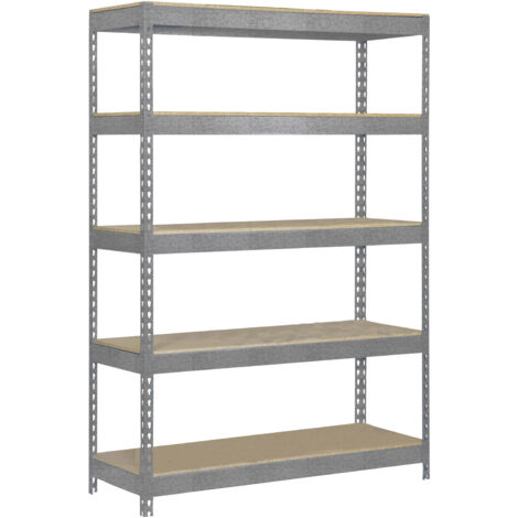 Estantería metálica sin tornillos SIMONRACK de 5 estantes (200x100x45cm) GALVA Y MADERA