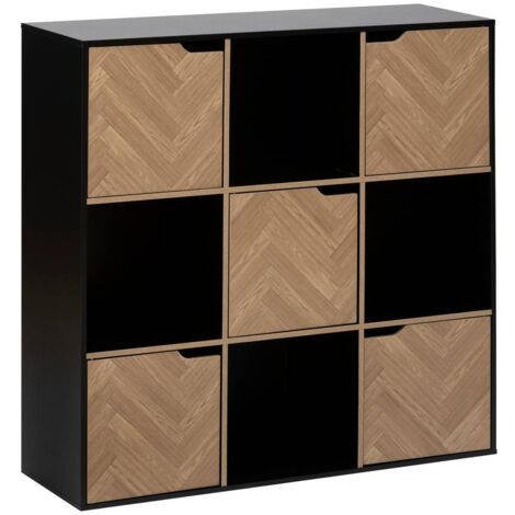 Estantería mix n door 9 compartimentos efecto madera y negro 100,5x32cm - 5five