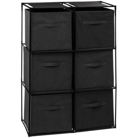 Estantería mix n modul de 6 compartimentos con 6 cajas de almacenamiento, negra - 5five