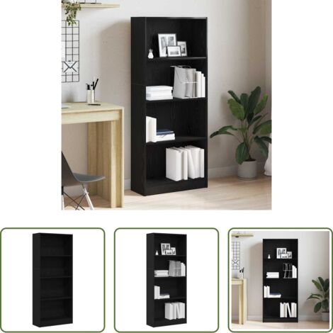Estantería moderna -  Estante de libros Roble Negro 60 x 24 x 143 cm
