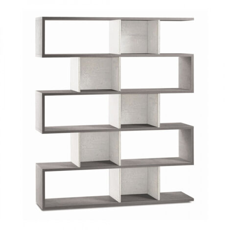 Estantería Modular 150L x 38P x h180 – Acabado Cemento y Blanco Opaco – Sarmog