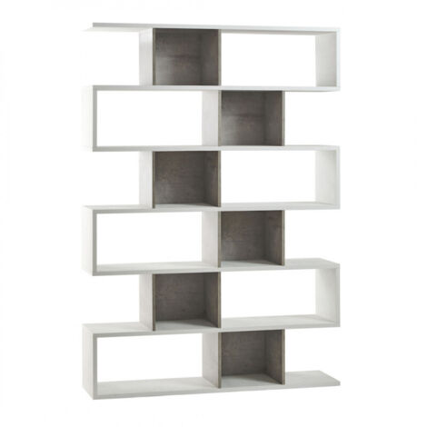 Estantería Modular 150L x 38P x h215 – Acabado Blanco Mate y Cemento – Sarmog