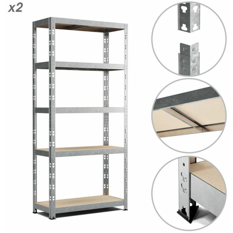 

Eurospen - Estantería de almacenamiento versátil de metal JUEGO DE 2. Carga hasta 750kg - 150 X 75 X 30 cm - Gris - Gris