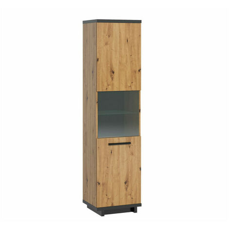 Estantería Morlira 109 , Cerrable, Con puertas, Vidrio templado, Aglomerado laminado, Número de puertas: 0, Número de cajones: 0, 200x51x40cm