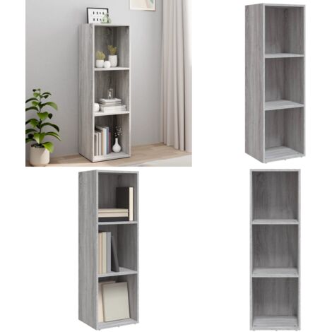 Estantería/mueble de TV contrachapada gris Sonoma 36x30x114 cm - Mueble de almacenamiento - Estantería de libros