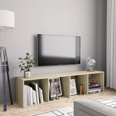 Mueble TV de roble claro con almacenaje y 2 puertas correderas 180 cm EPIC  - Miliboo