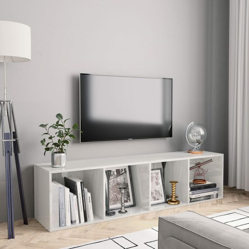 

Happyshopping - Estanteria/mueble para TV blanco brillante 143x30x36 cm