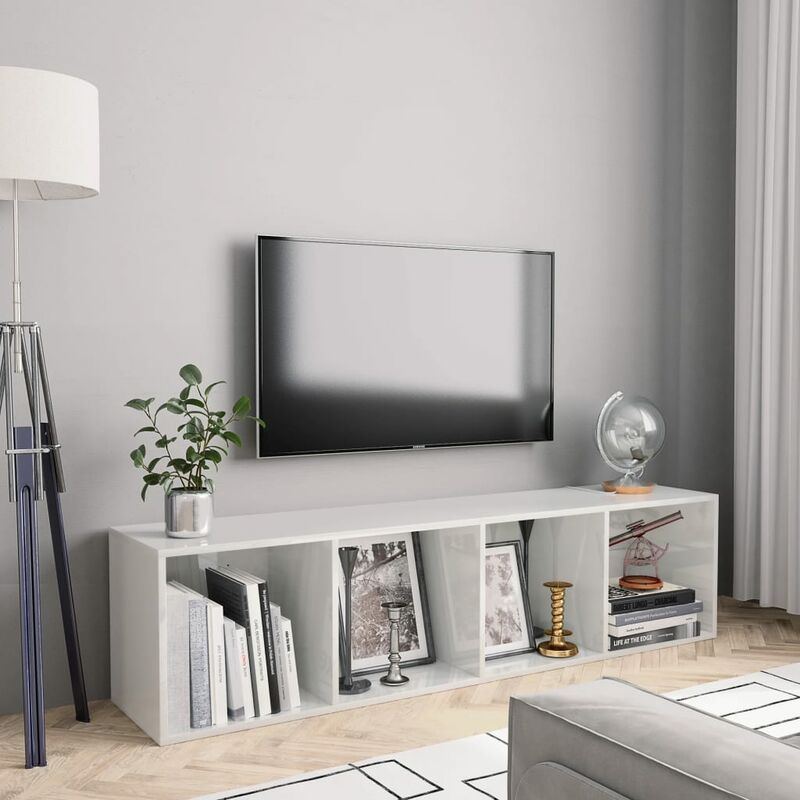 

Estantería/mueble para TV blanco brillante 143x30x36 cm
