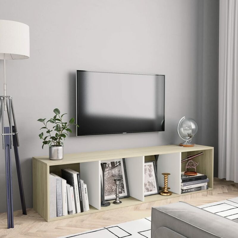 

Estantería/mueble para TV blanco y roble Sonoma 143x30x36 cm