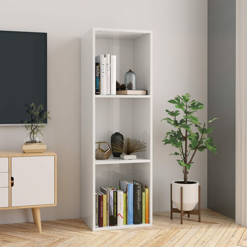 

Estantería/mueble TV aglomerado blanco brillante 36x30x114 cm