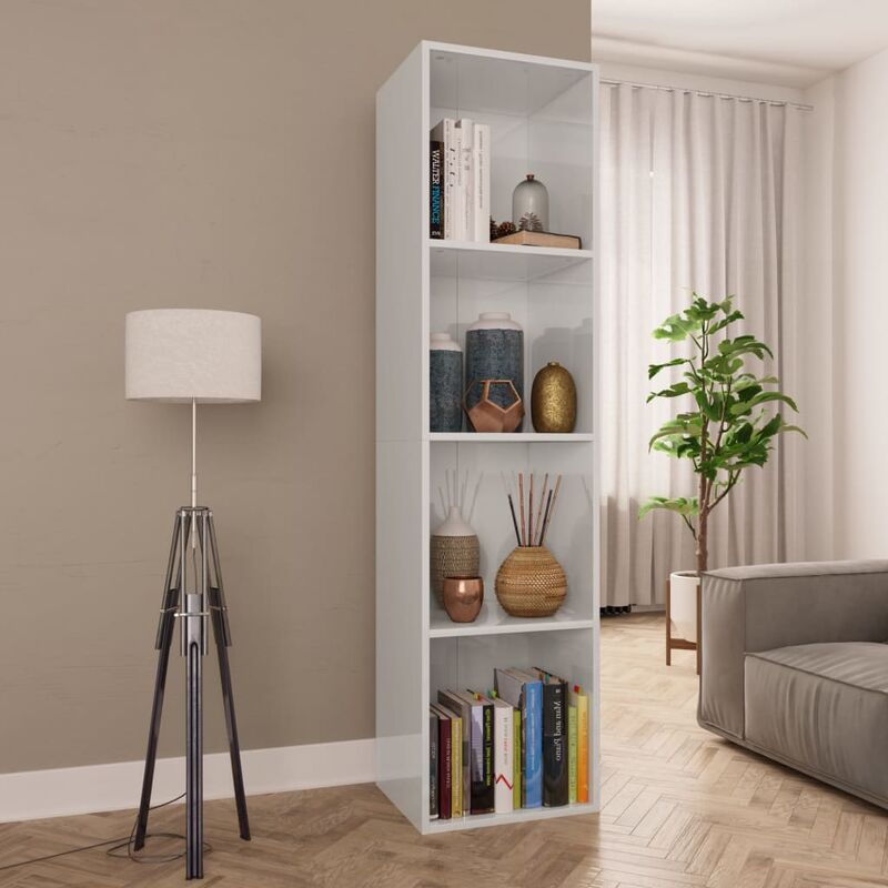 

Estanteria/mueble TV aglomerado blanco brillante 36x30x143 cm