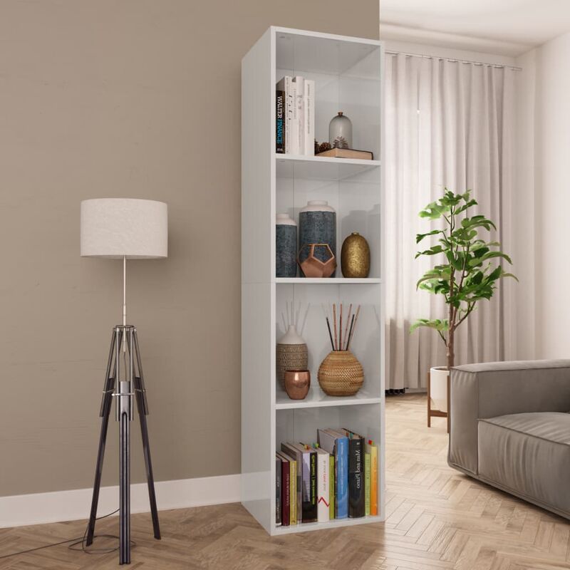

Estantería/mueble TV aglomerado blanco brillante 36x30x143 cm