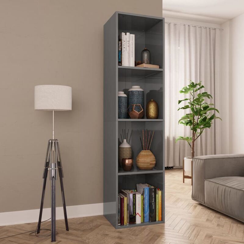 

Estanteria/mueble TV aglomerado gris brillante 36x30x143 cm