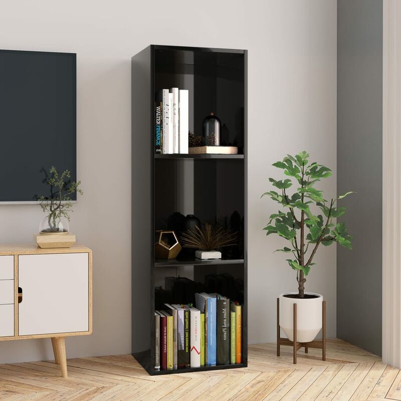 

Estanteria/mueble TV aglomerado negro brillante 36x30x114 cm