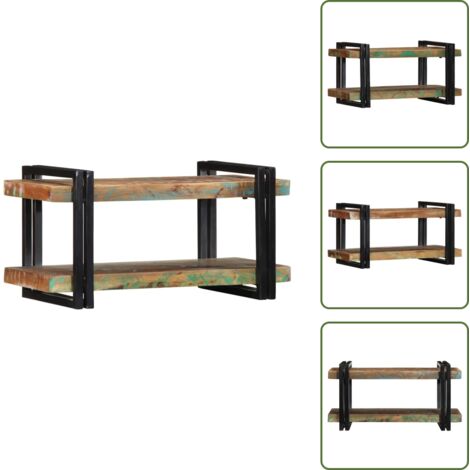 Estantería multifuncional - vidaXL Estante de pared multicolor de madera maciza reciclada - Estantería de madera