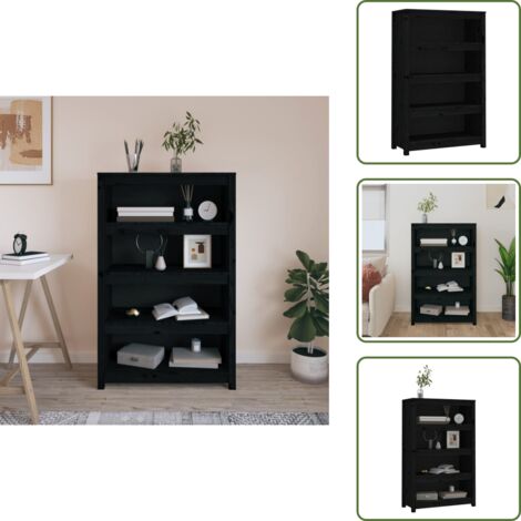 Estantería negra - vidaXL Estantería madera maciza de pino negra 80x35x126 cm - Estantería para libros