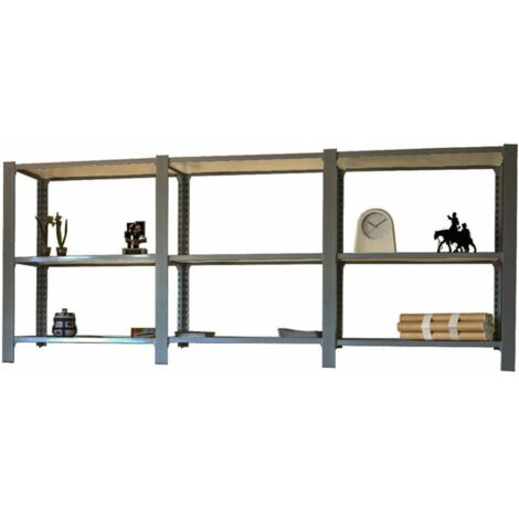 Estantería OFFICLICK 3/400 wood i+a+a antracita/blanco