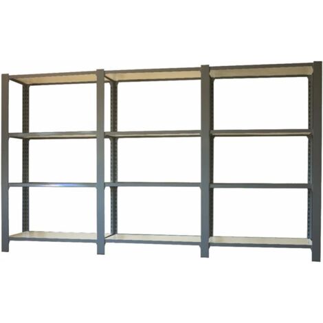 Estantería OFFICLICK 4/400 wood i+a+a antracita/blanco