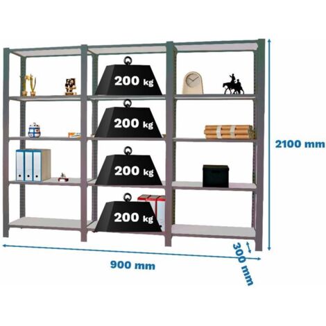 Estantería OFFICLICK 5/300 metal i+a+a antracita/galva