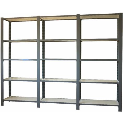 Estantería OFFICLICK 5/300 wood i+a+a antracita/blanco