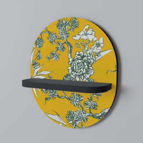 Estantería ovalada CHINOISERIE AMARILLA Negra