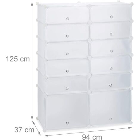 Estantería para armario zapatero de plástico 12 compartimentos 125 cm blanco 1300016383