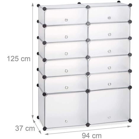 Estantería para armario zapatero de plástico 12 compartimentos 125 cm transparente 1300016382