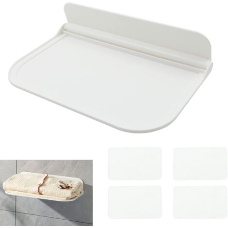 Estantería para baño - No requiere taladro, plegable, autoadhesiva, para baño o dormitorio, puede contener un router, ropa y otros objetos, 30 x 20 cm, 1 unidad.