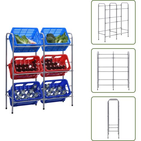 Estantería para bebidas - vidaXL Estantería almacenaje para 6 cajas acero plateado 96x33x116 cm - Estantería para comestibles