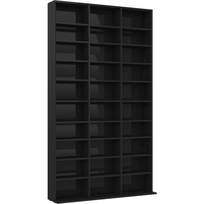 

vidaXL Estantería para CD de Aglomerado Negro Brillante 102x23x177,5 cm - Negro