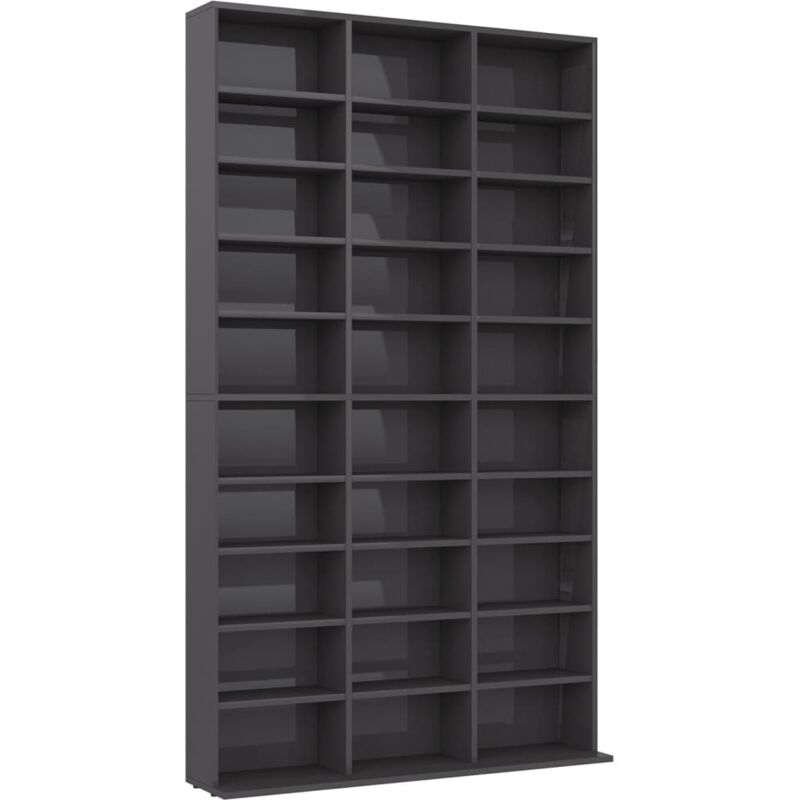 

vidaXL Estantería para CD de Aglomerado Gris Brillante 102x23x177,5 cm - Gris