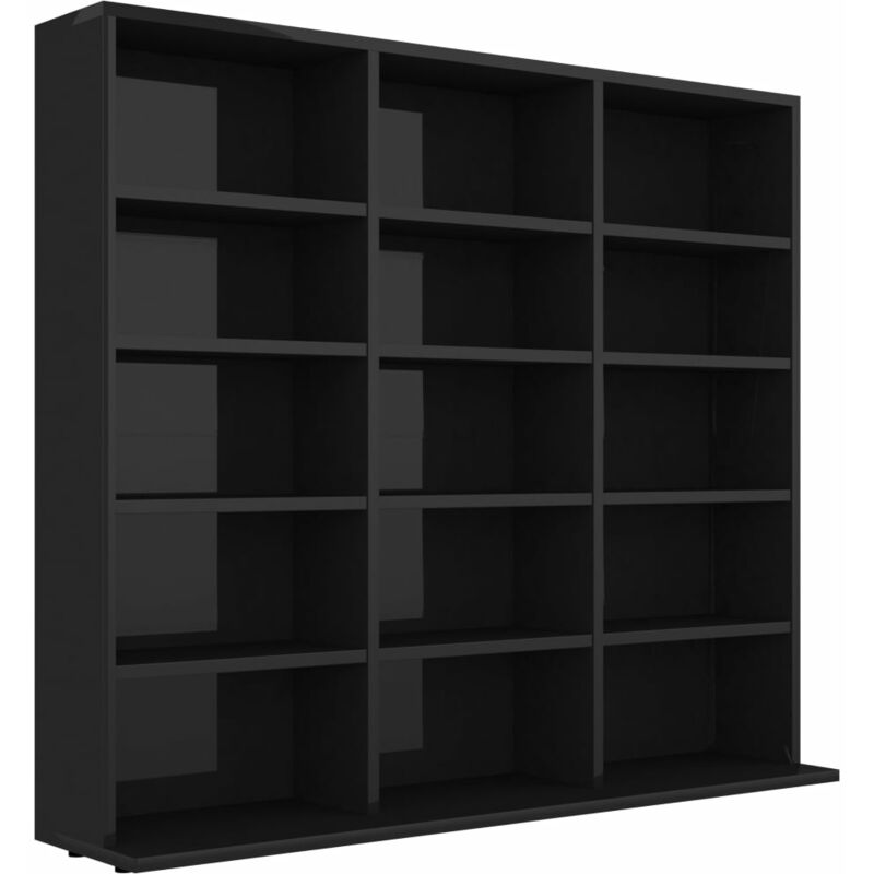 

vidaXL Estantería para CD de Aglomerado Negro Brillante 102x23x89,5 cm - Negro