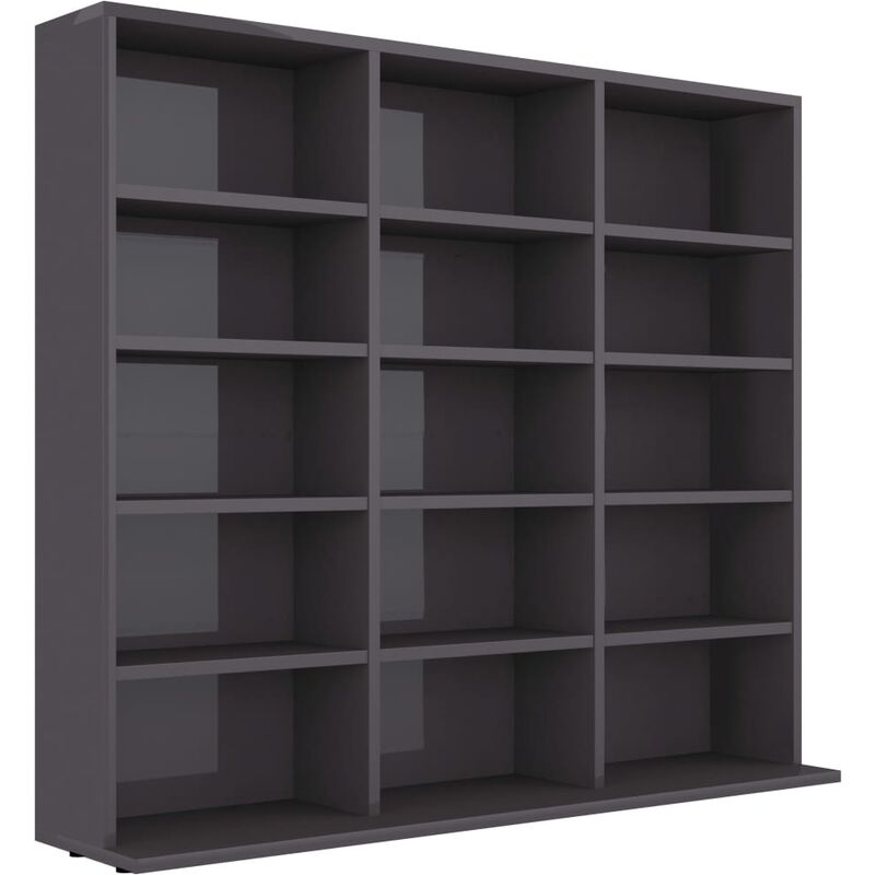 

vidaXL Estantería para CD de Aglomerado Gris Brillante 102x23x89,5 cm - Gris